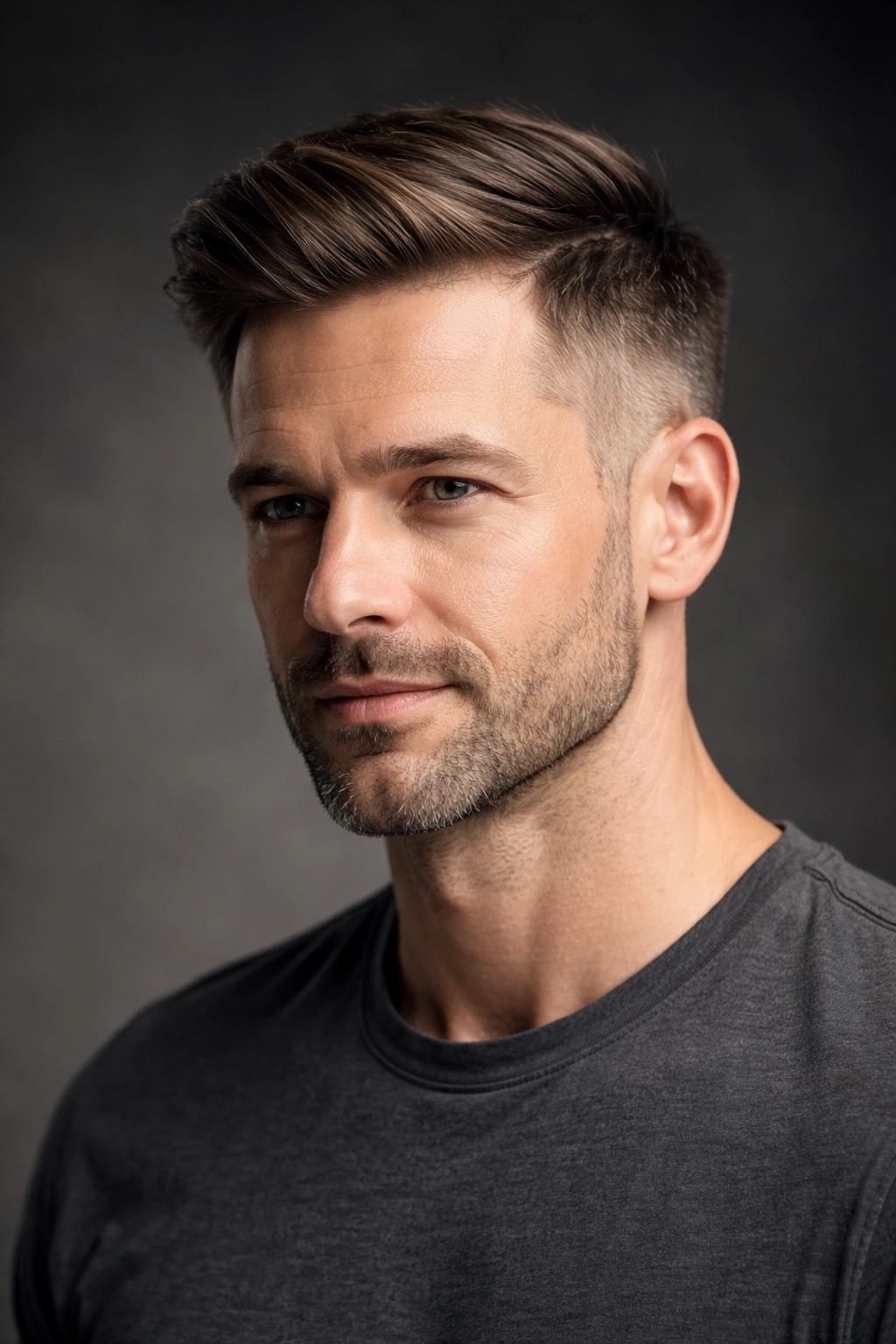 Man with modern comb-over showing natural sweep and added coverage