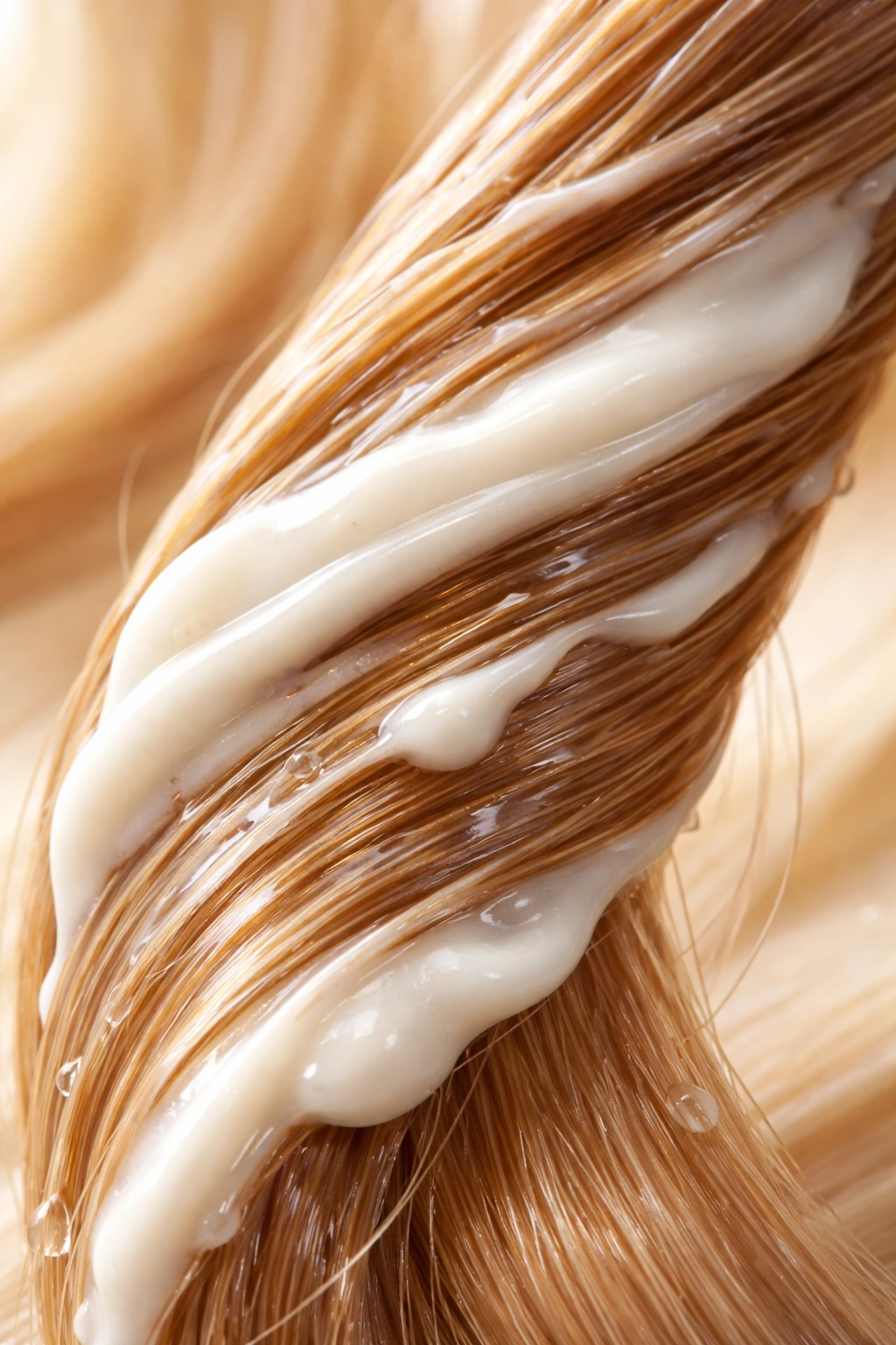 Hair strand with deep conditioner coating