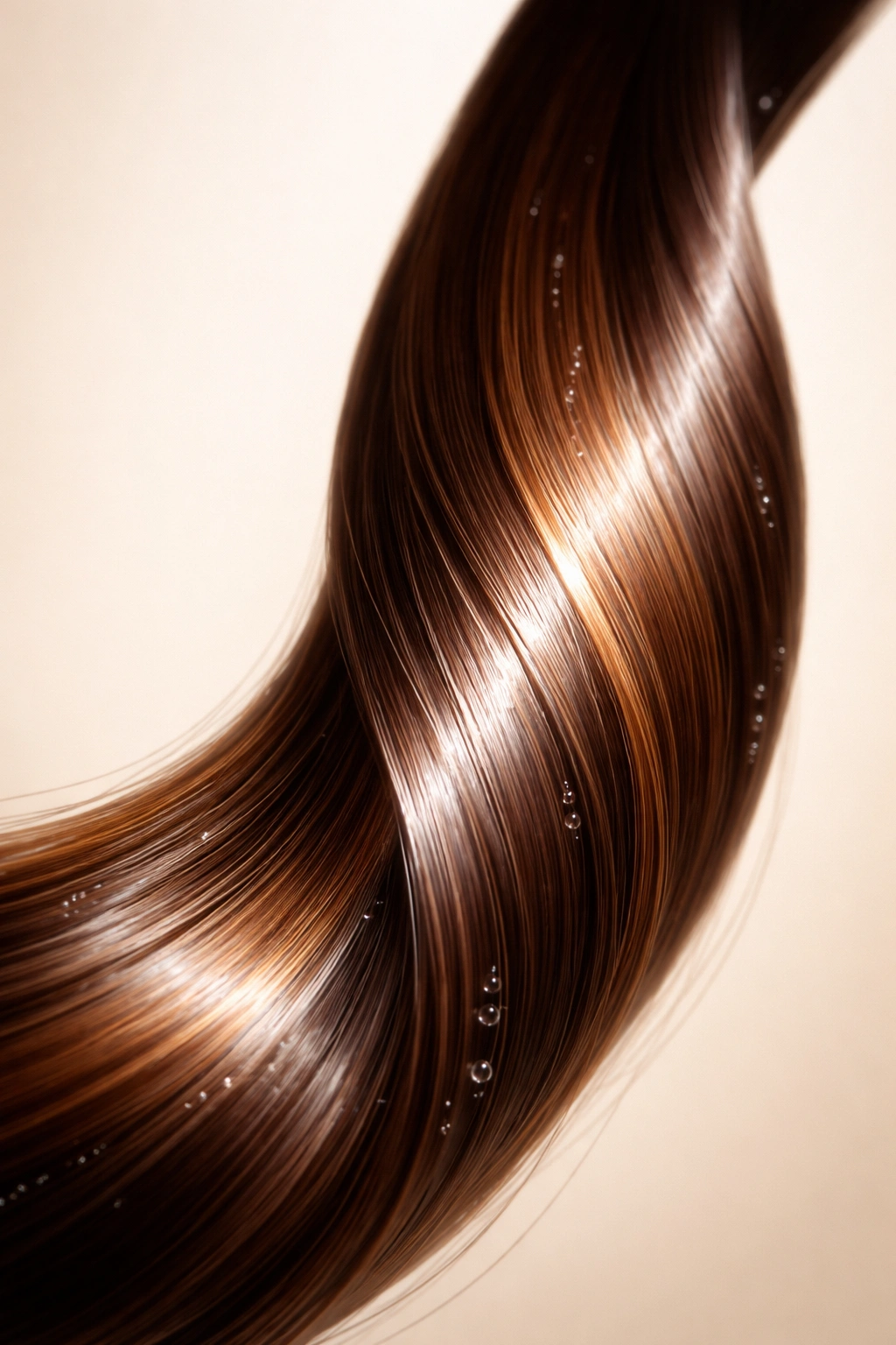 Glossy, healthy-looking conditioned hair strand