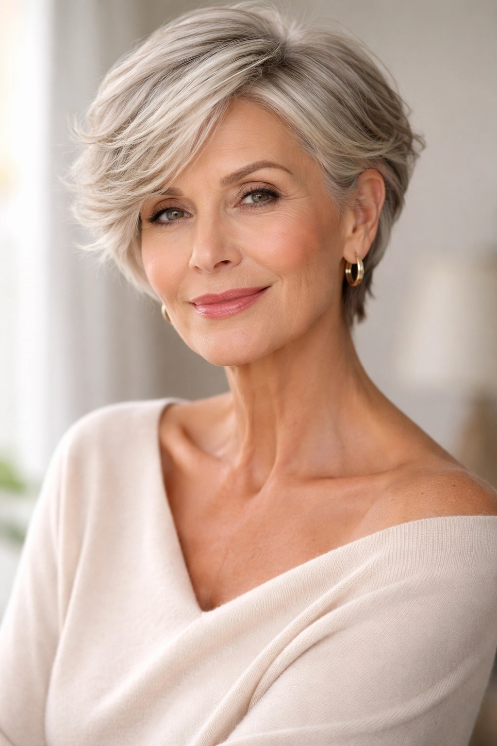 Portrait of confident woman over 60 with chic hairstyle