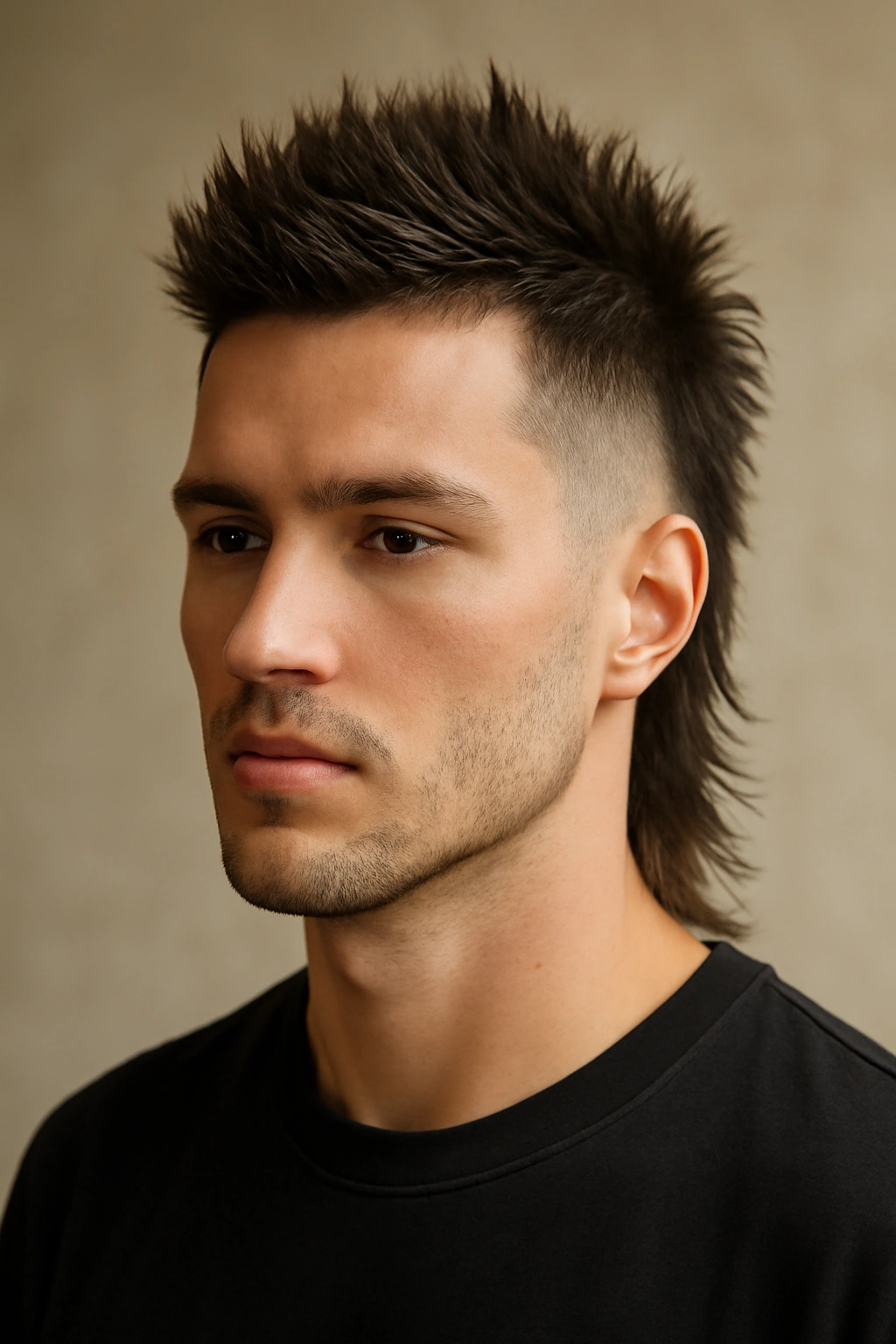 10 Short Mullet Cuts That Instantly Stand Out 5 Close-up of The Connected Spiky Mullet showing cohesive spikes and continuous silhouette