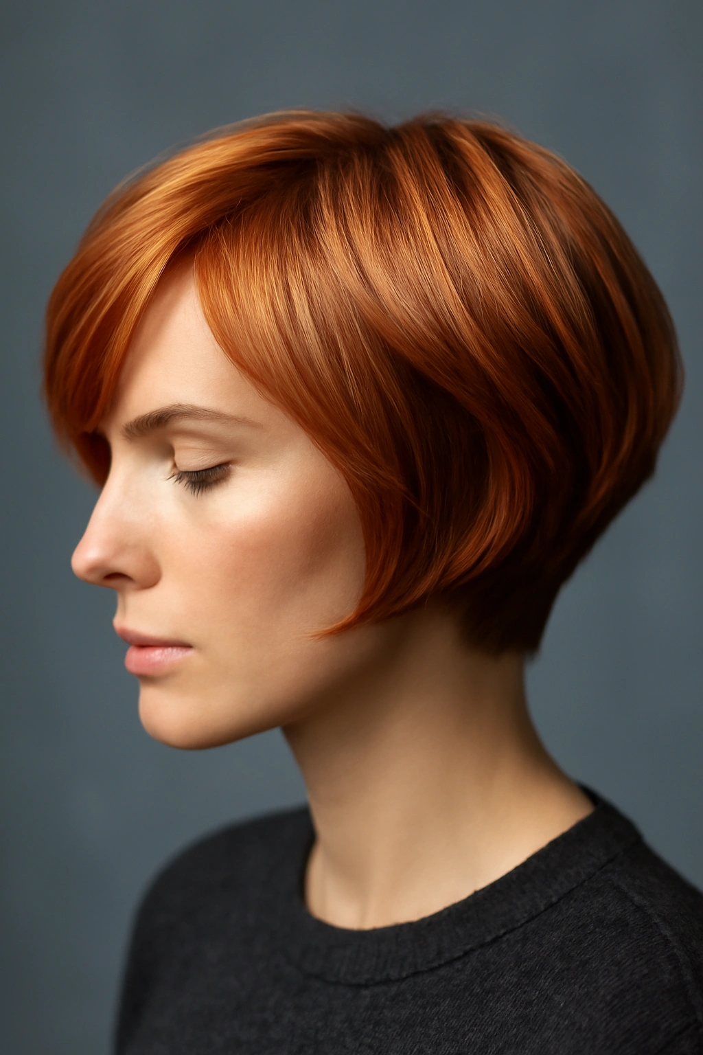 10 Short Copper Haircuts With a Warm Gorgeous Glow 14 Close-up of short copper hair showing shine and dimensional color