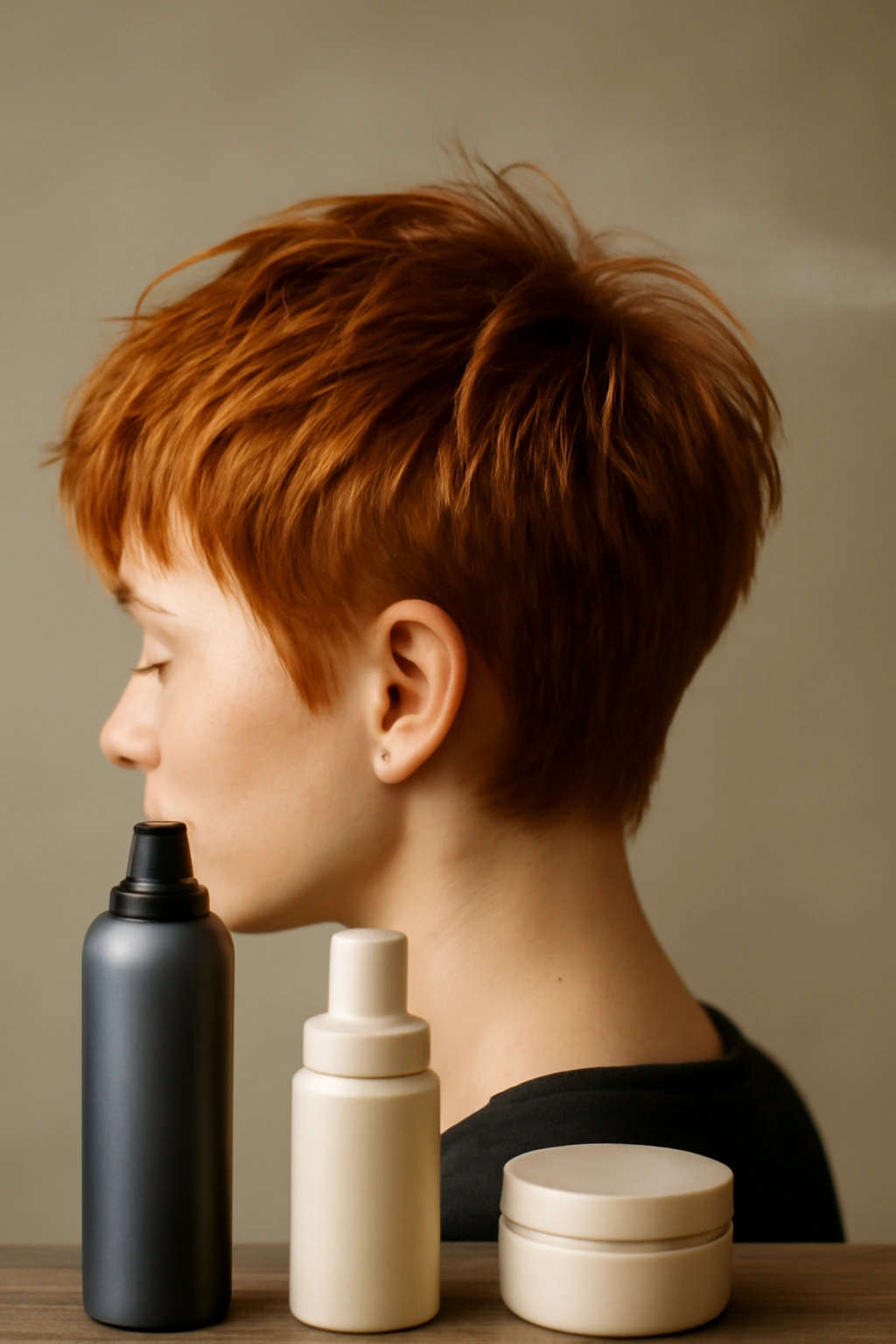 10 Short Copper Haircuts With a Warm Gorgeous Glow 15 Close-up of copper short hair showing texture and hold from styling products