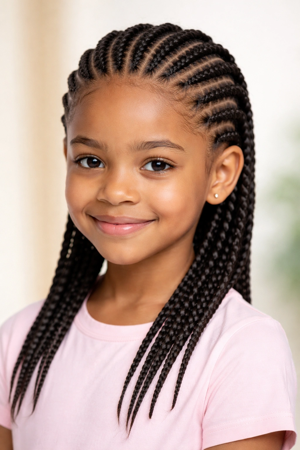 Close-up of cornrows braided along the scalp