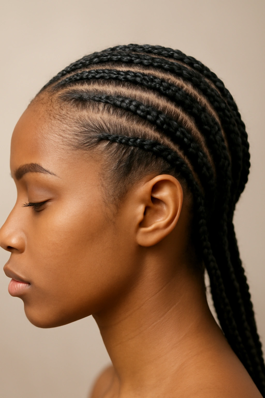 12 Protective Braids for Natural Hair to Bookmark 4 Close-up of cornrows along the scalp in neat rows
