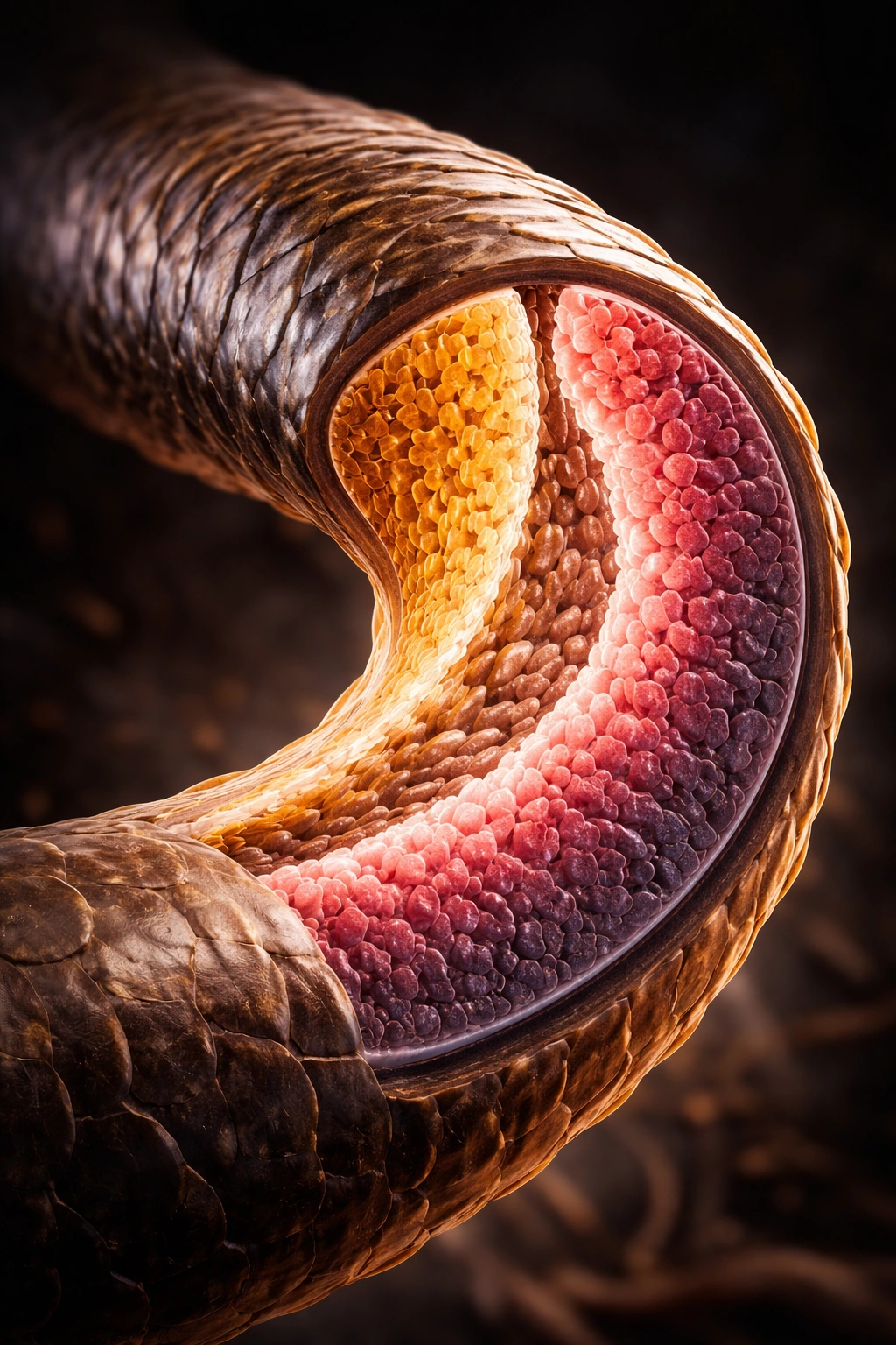 Hair cortex cross-section showing bilateral cell distribution