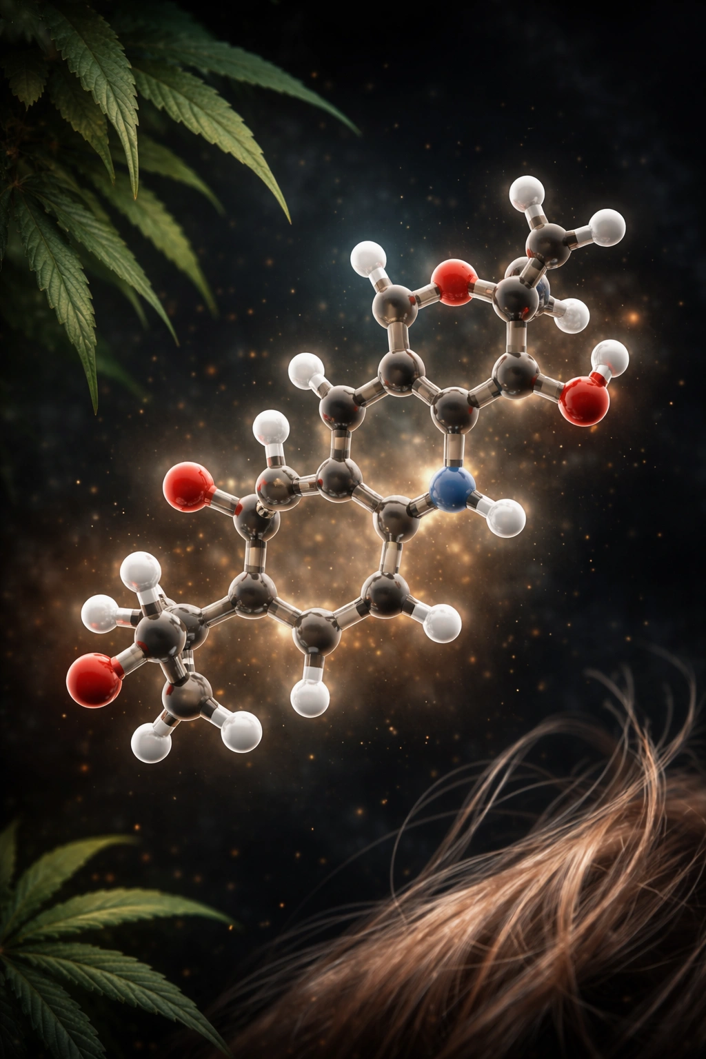 3D cortisol molecule model in a dark space