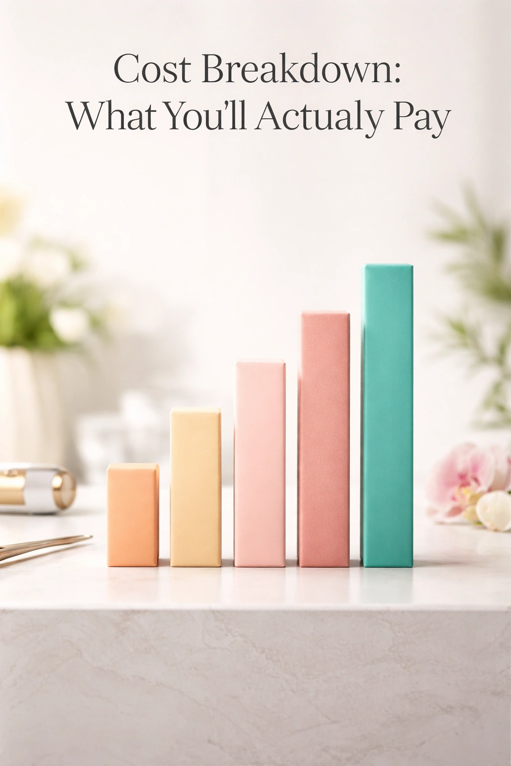 Minimalist bar chart representing cost breakdown with no labels