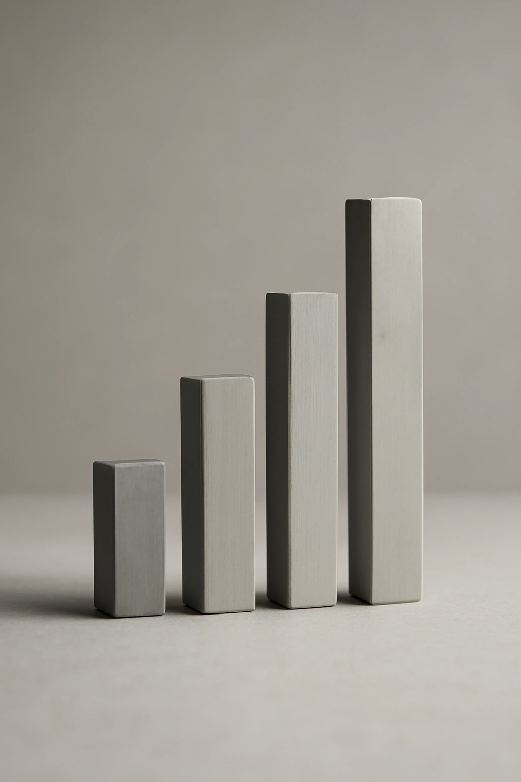 Minimalist bar chart with vertical bars of different heights on a neutral background