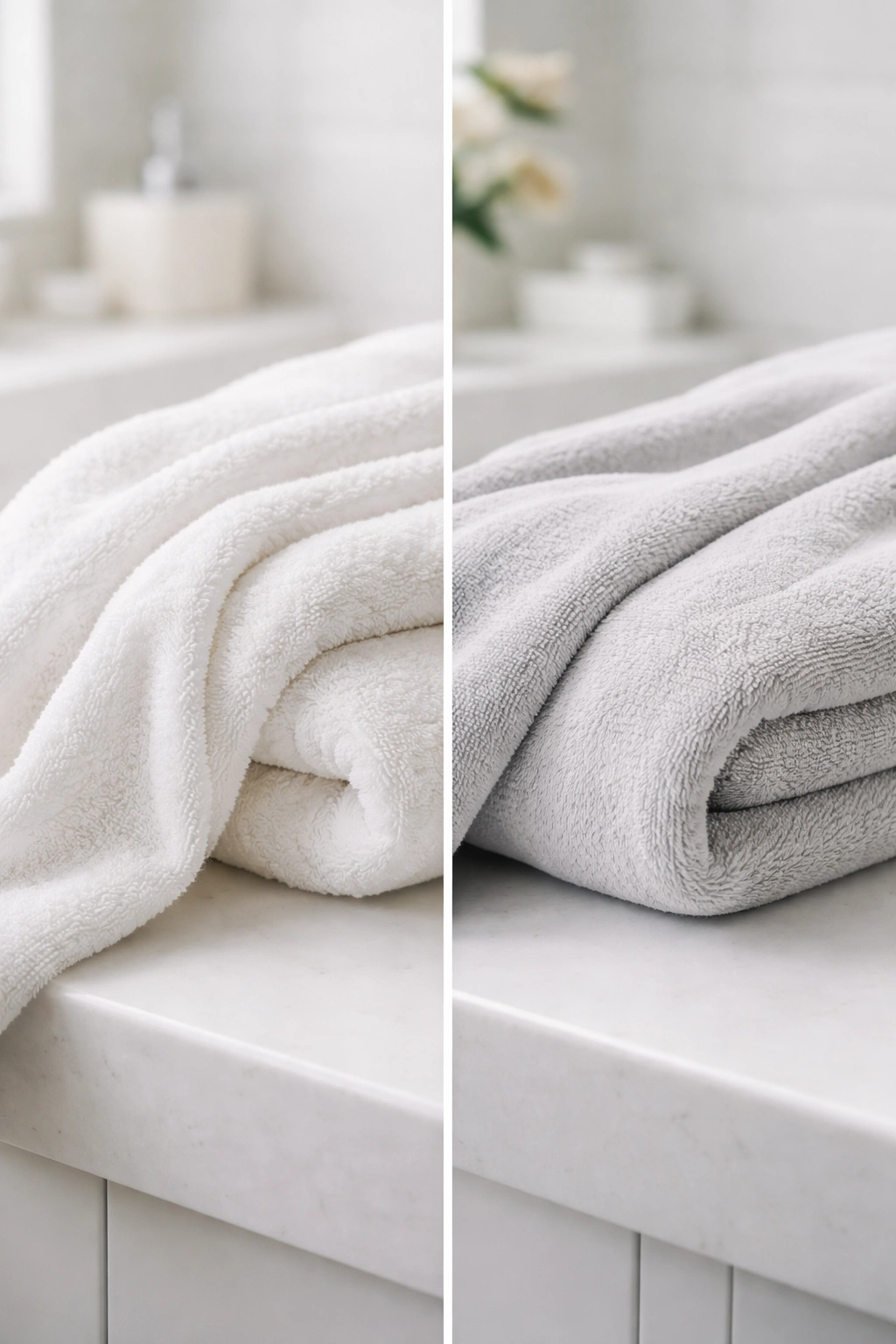 Close-up of a plush white cotton towel showing fabric texture