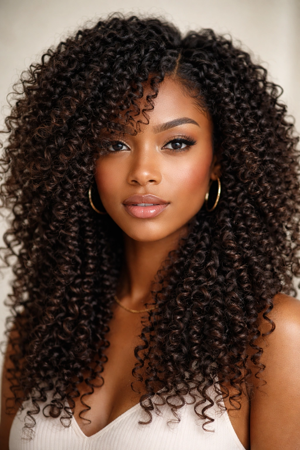 20 Curly Haircuts Broken Down By Curl Type 19 Close-up of 4A-4B curls with spiral crimp texture in a neutral studio