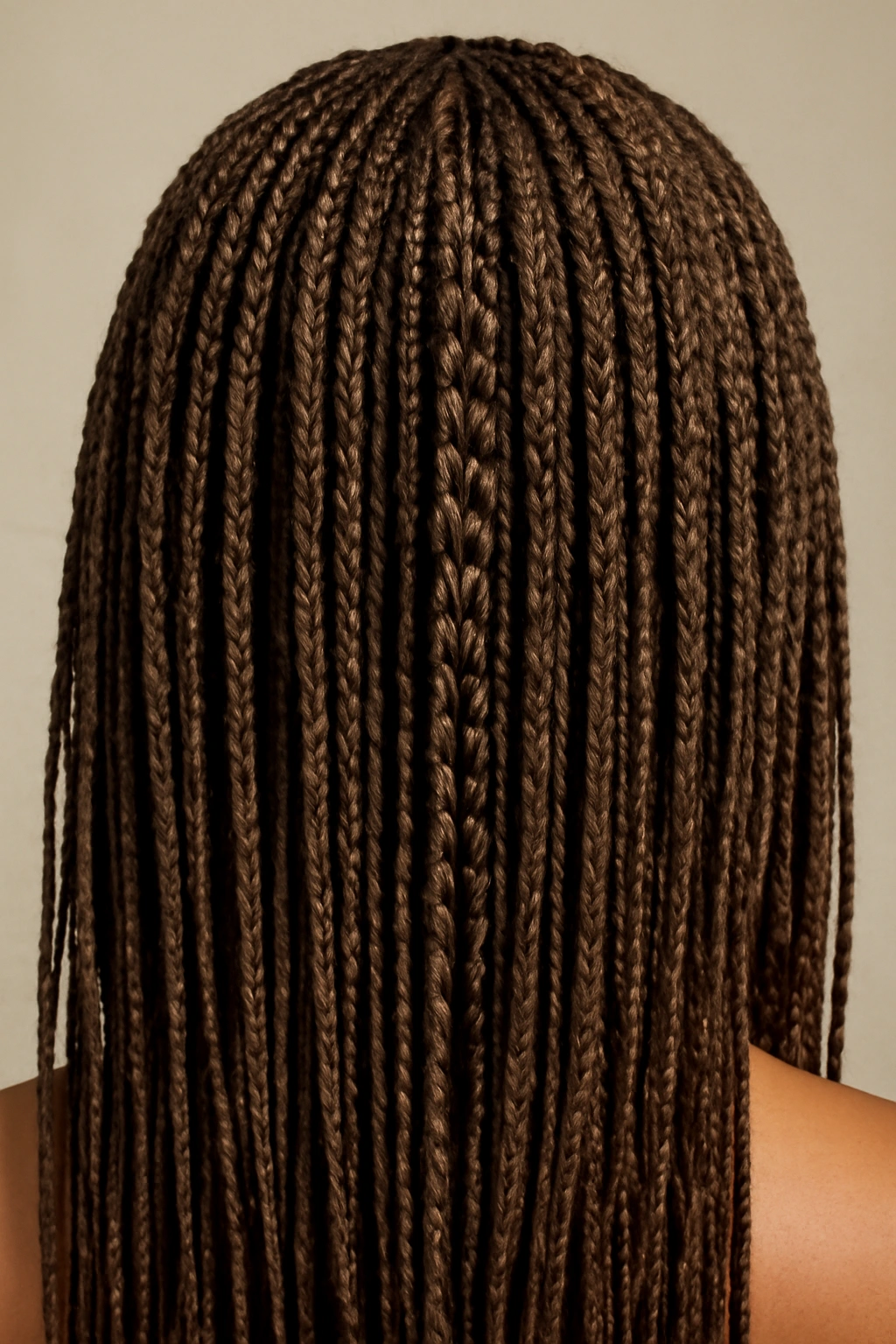 Close-up of micro braids with crimped sections adding texture and movement