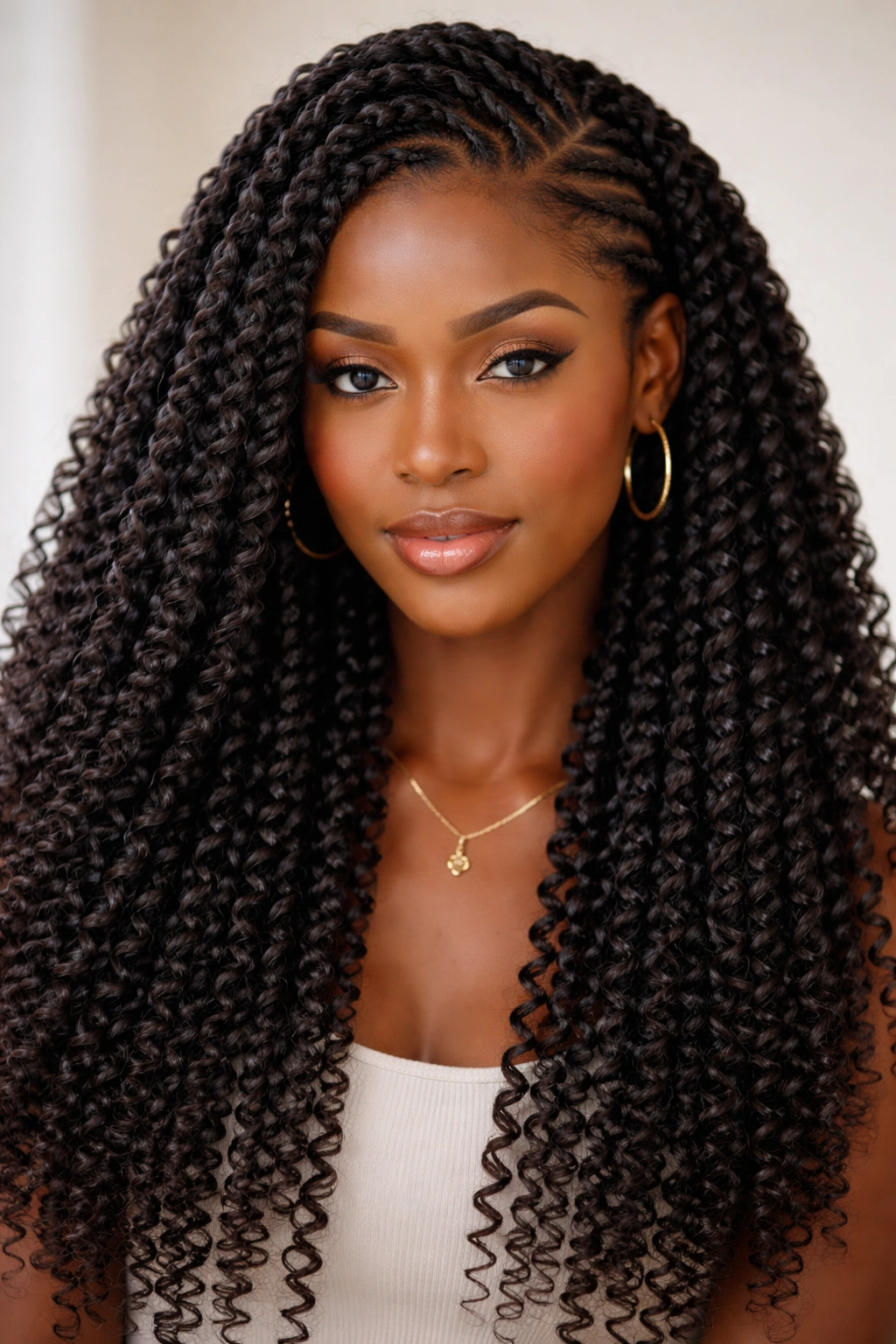 Head with crochet braids attached to cornrow base