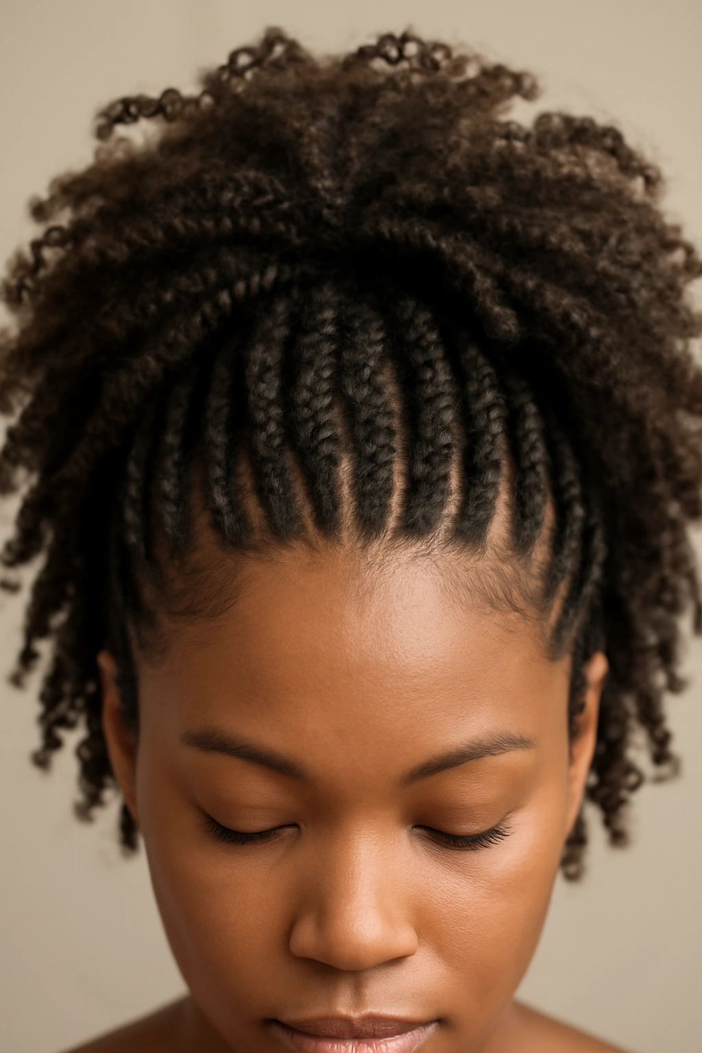 20 Hairstyles for Black Women Sorted by Hair Texture 6 Close-up of crochet braids with extension hair through cornrows