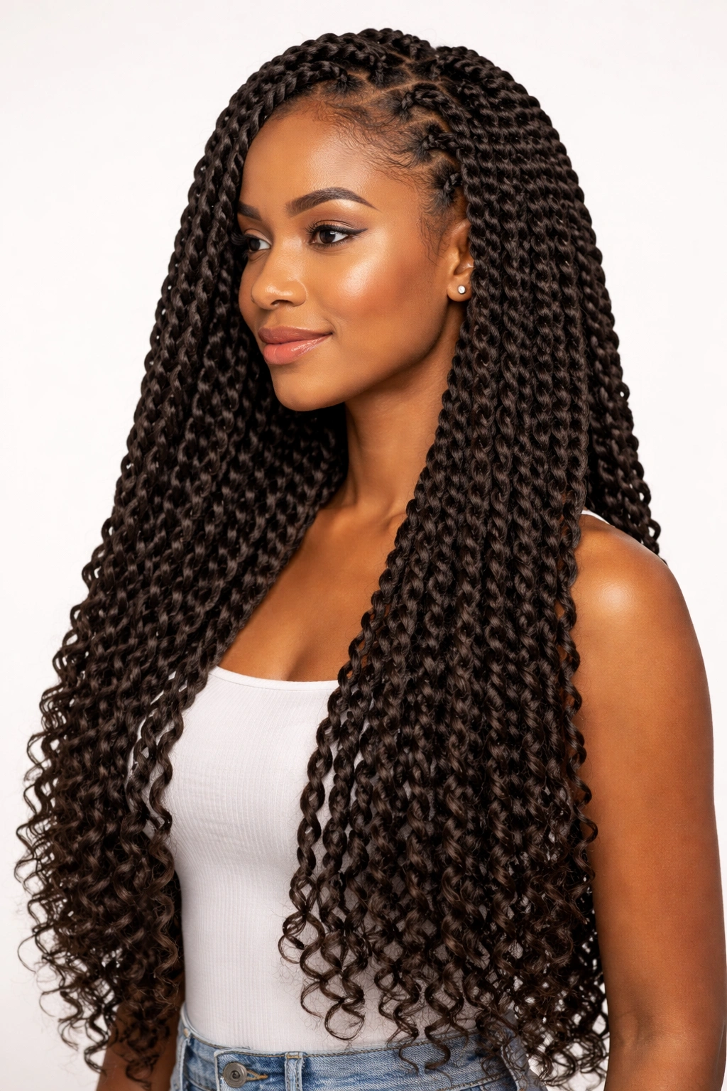 Crochet braids installed as a protective style on natural hair
