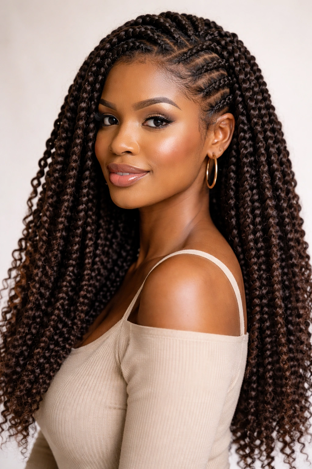 25 Natural Hairstyles For Coily And Curly Textures 9 Crochet braids with pre-braided extensions through cornrows