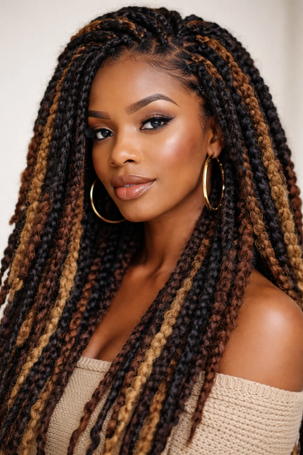 25 Natural Hairstyles Black Women Are Rocking Now 18 Head with crochet braids using textured yarn showing varied texture.