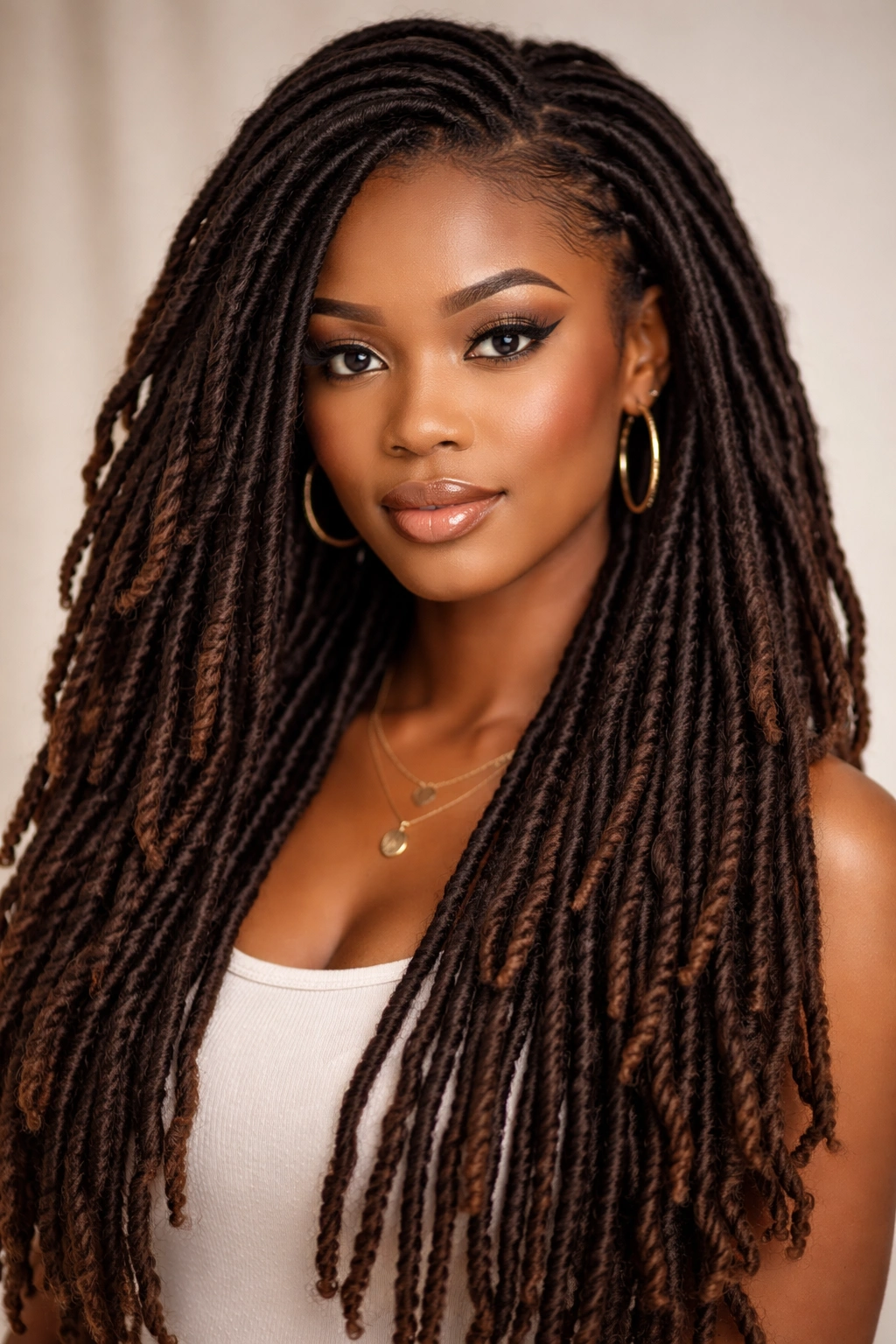 Close-up of Crochet Locs hairstyle with realistic loc texture