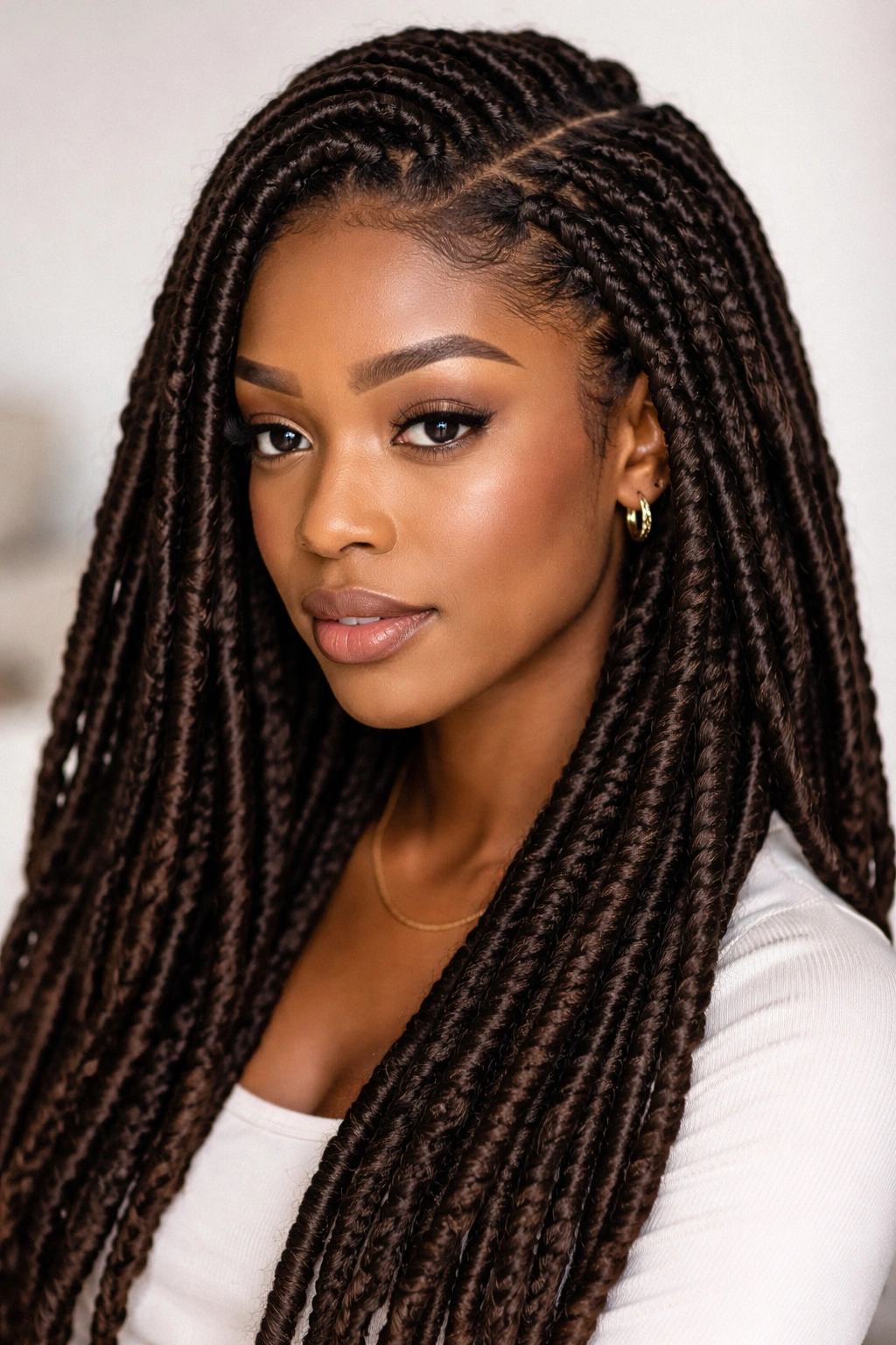 Close-up of tightly constructed crochet locs with polished texture