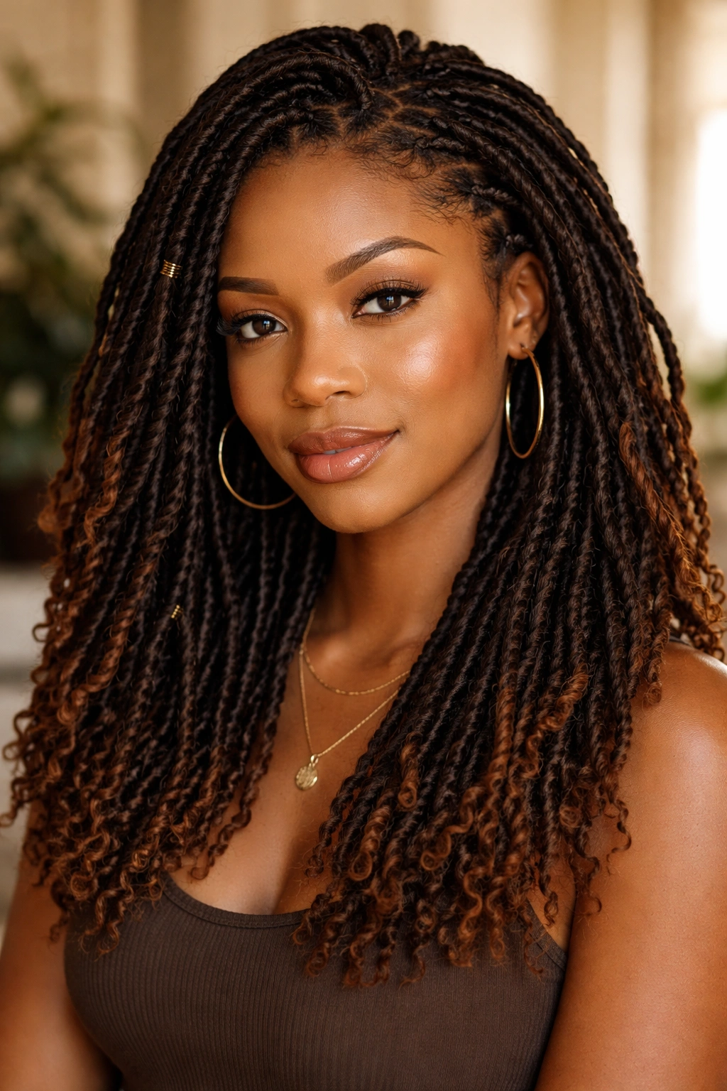 25 Natural Hairstyles Black Women Are Rocking Now 10 Mid-length crocheted faux locs with thickness and color variation