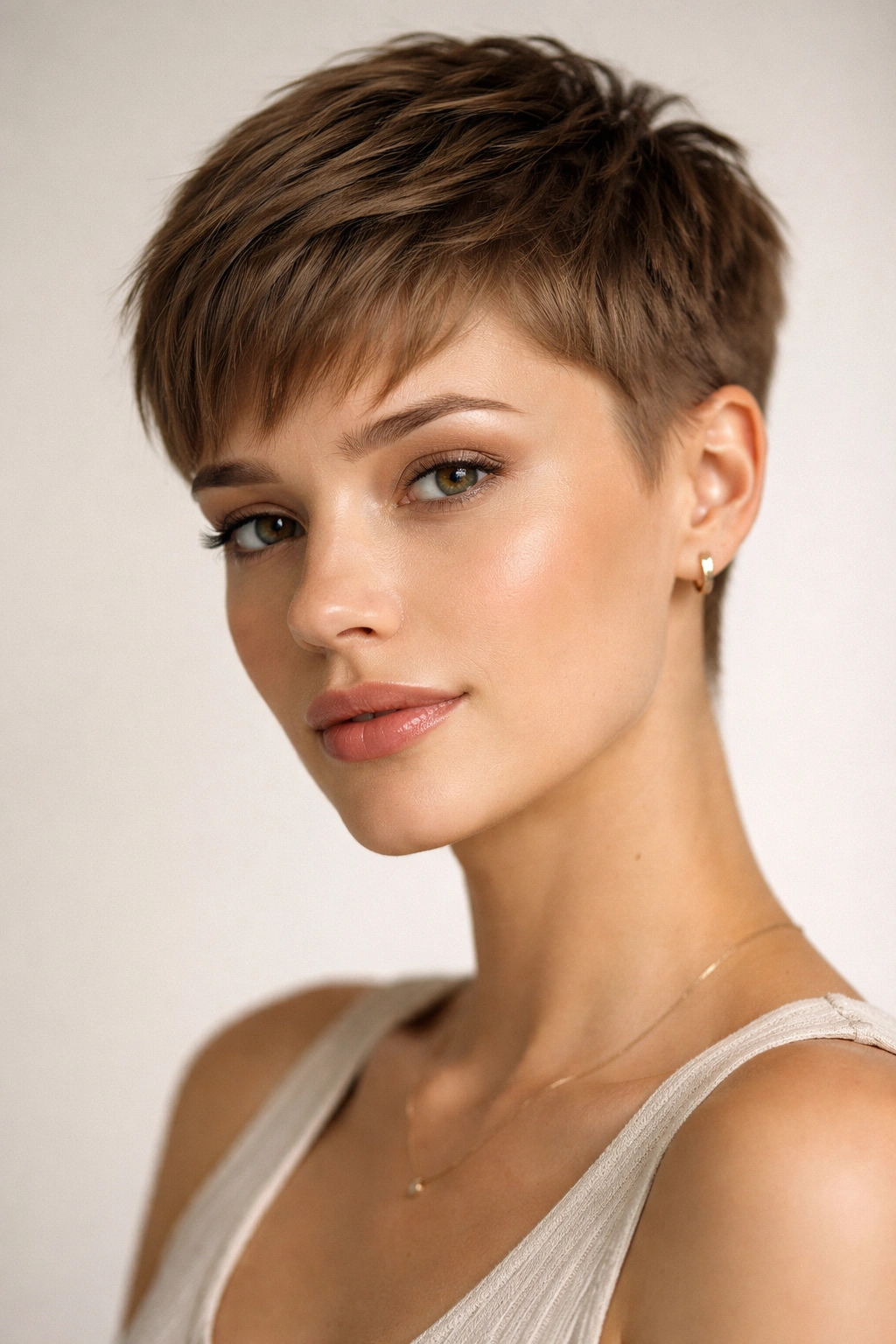30 Short Haircuts That Flatter Almost Every Woman 5 Close-up of crop cut hairstyle with very short top and tapered sides.