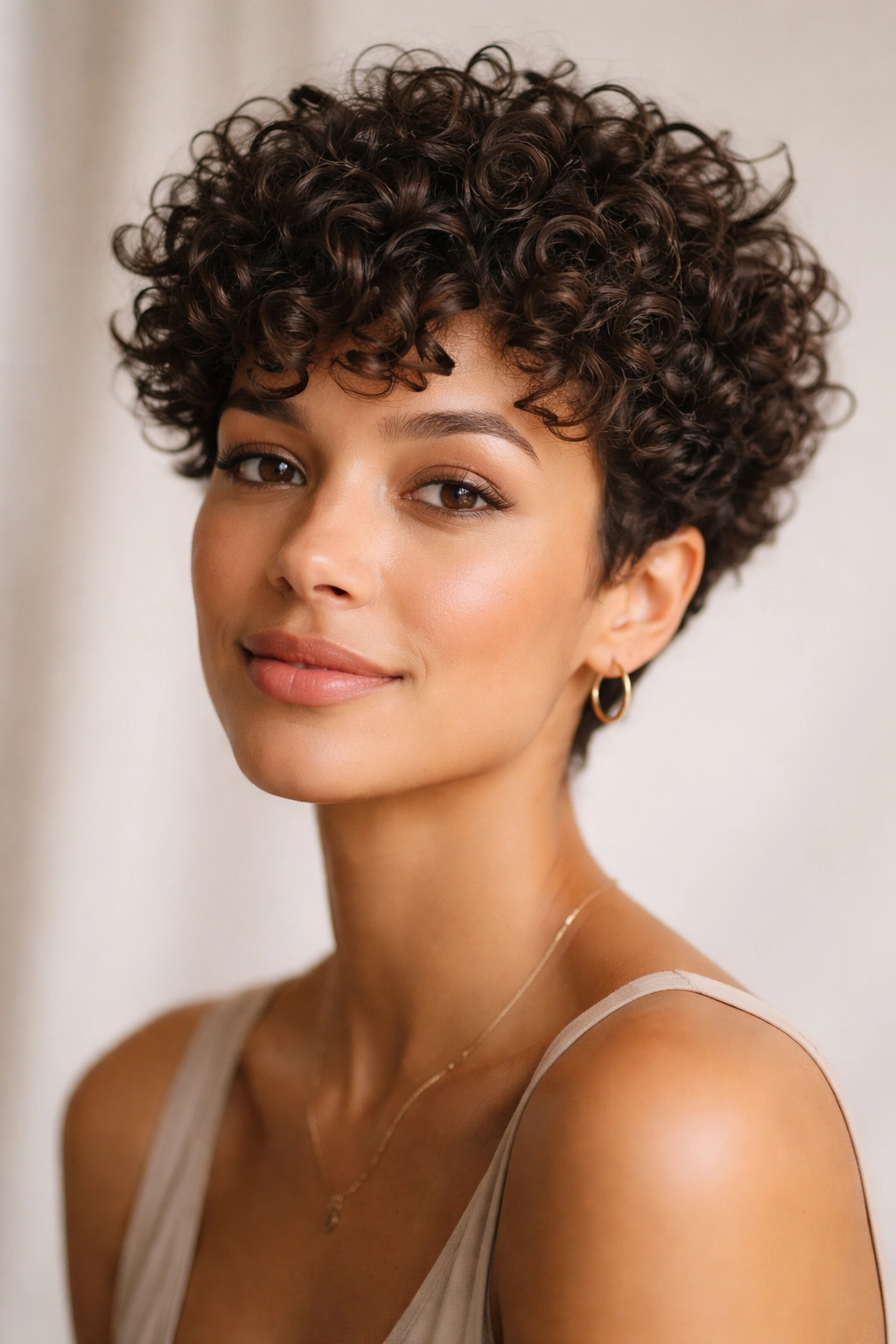 10 Short Hairstyles Built For Hot Summer Weather 6 Close-up of cropped curls with defined ringlets and lifted roots