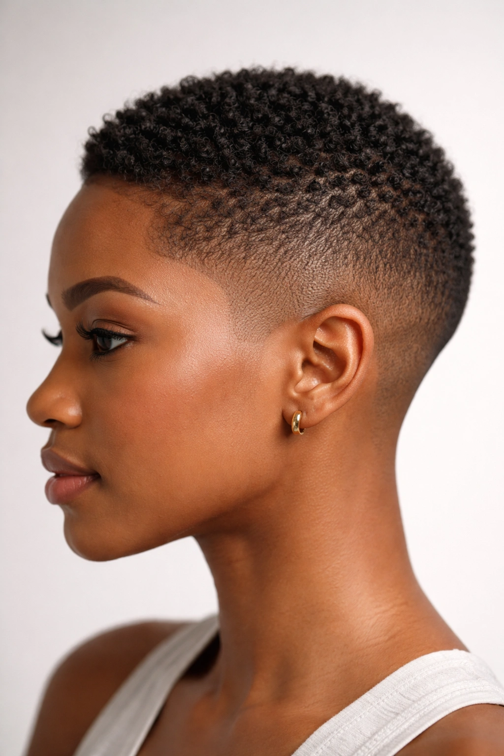 Close-up of a cropped fade showing tapered sides and textured scalp