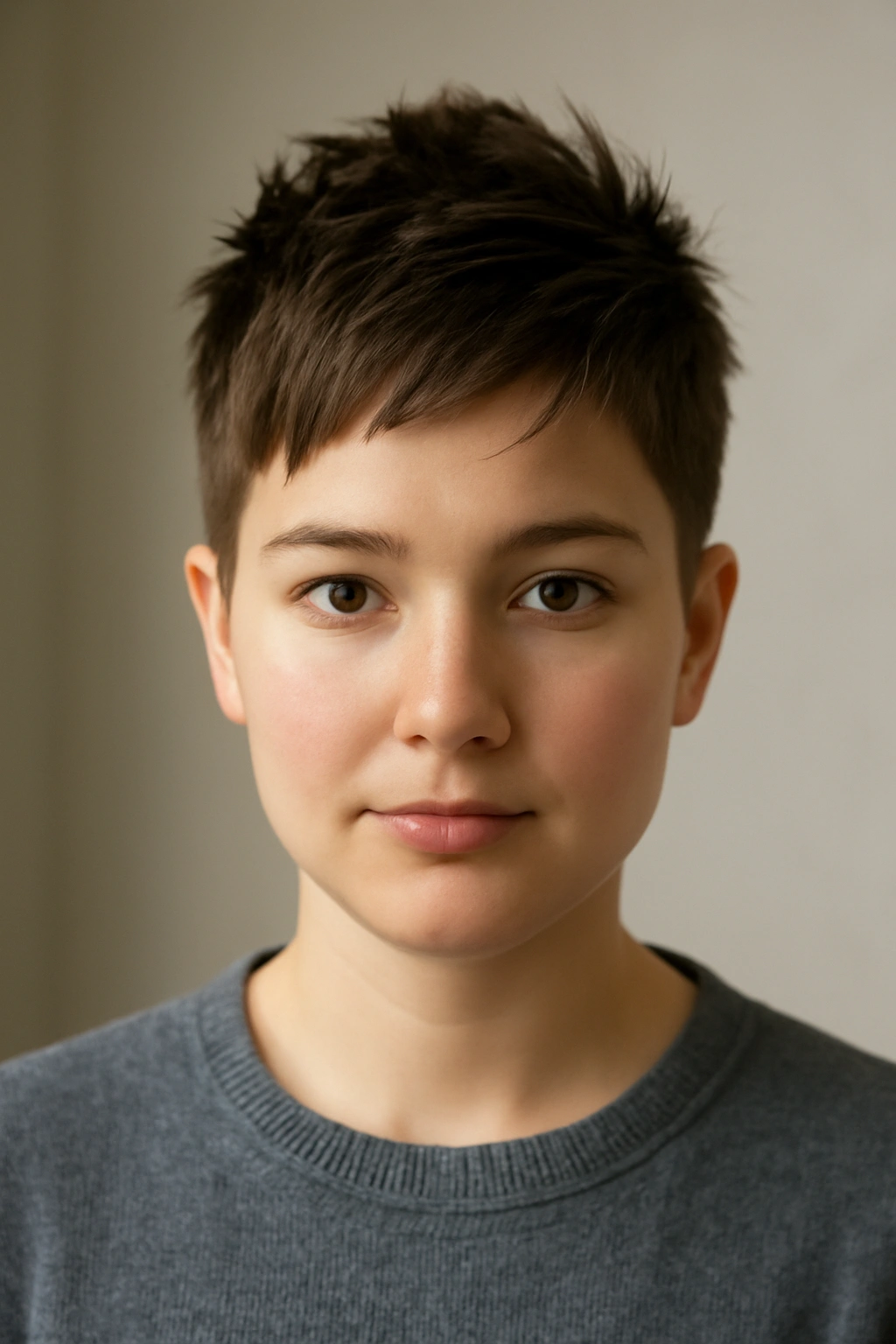 20 Pixie Cuts Sorted By Age And Face Shape 2 Cropped pixie on round-face model with high crown height