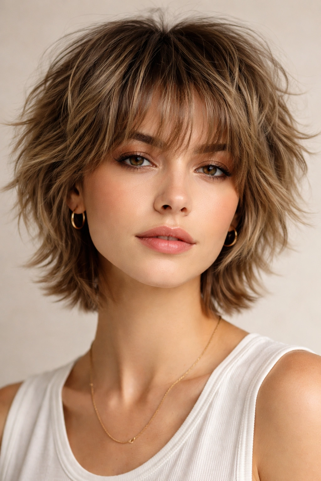 10 Short Haircuts That Help Control Frizzy Hair 3 Cropped shag with feathered layers around ear-length for texture and movement.