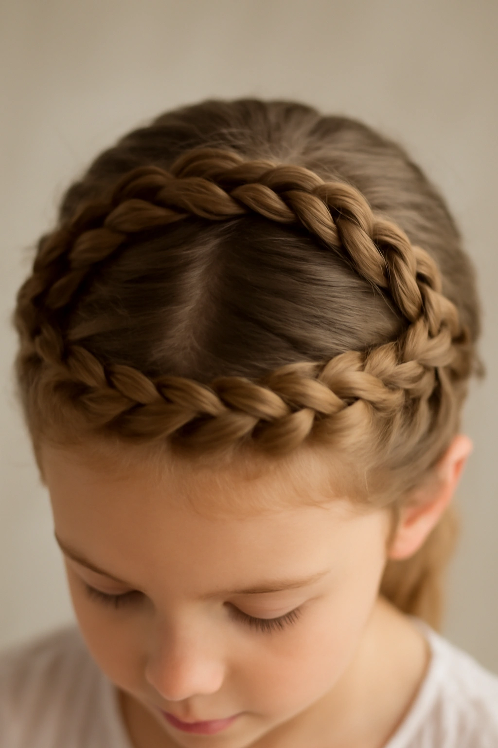 18 Kids Braid Styles That Work for School and Play 6 Close-up of a crown braid circling a child's head