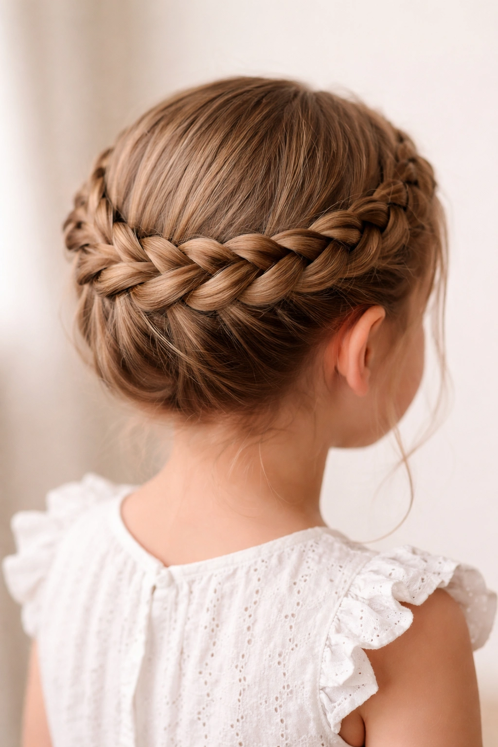 Head wearing a crown braid encircling the head like a halo