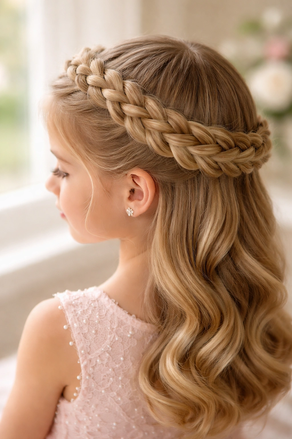Crown braid around a child's head like a tiara
