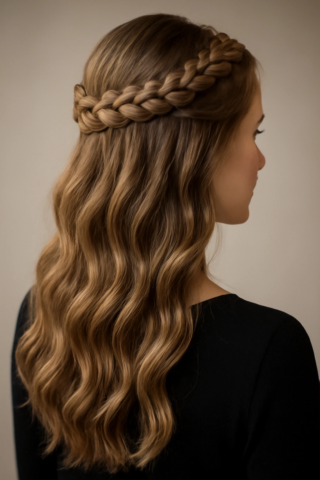 15 Formal Hairstyle Ideas Sorted by Hair Length 15 Crown braid with cascading waves on long hair in a formal look
