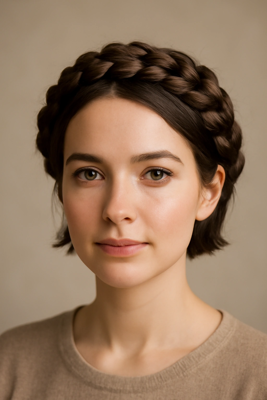 Crown braid wrapped around the head forming a halo