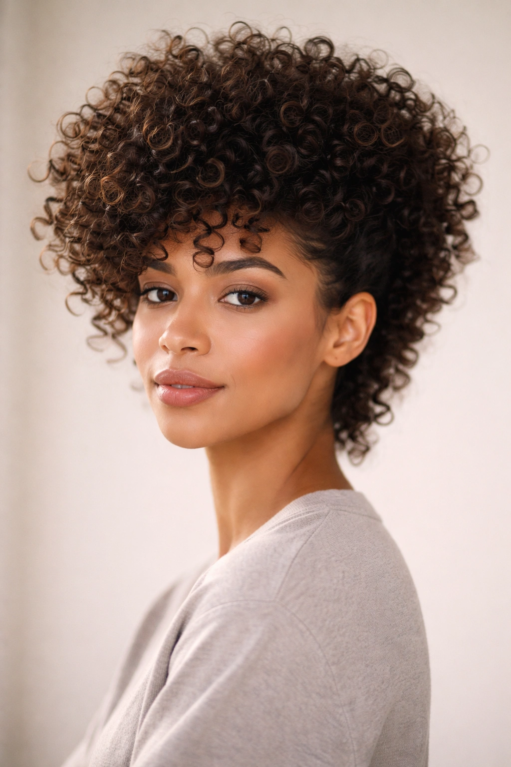 22 Curly Haircuts That Hold Their Shape All Day 10 Crown-volume curl cut showing high volume at the top with tapered sides