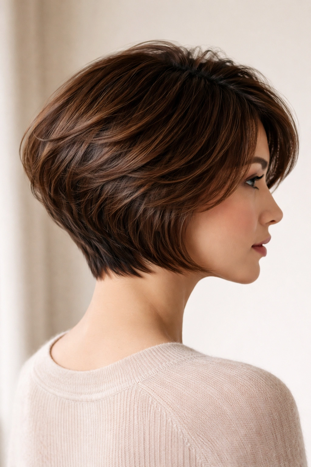 15 Chin Length Haircuts That Slim And Sculpt 12 Chin-length crown-layered bob with voluminous crown and tapered back.