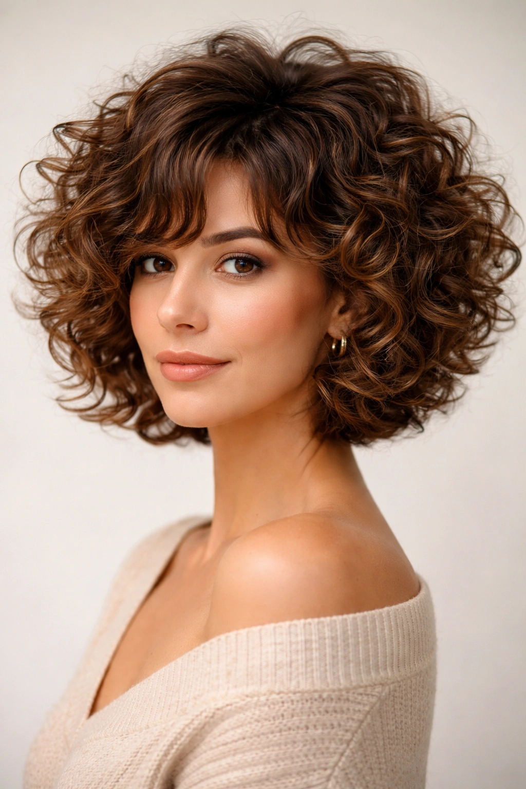 15 Curly Choppy Bobs With Volume And Bounce 8 Curls piled at the crown with stacked choppy layers creating crown volume