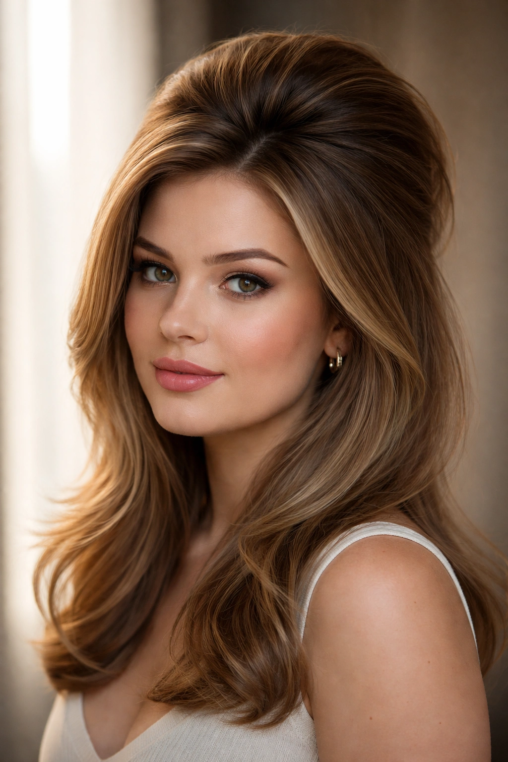 12 Hairstyles Perfectly Suited To A Round Face 5 Hair with high volume at the crown and smooth sides