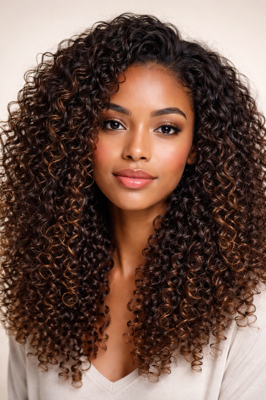 Close-up of richly textured curls showing varied curl patterns and moisture