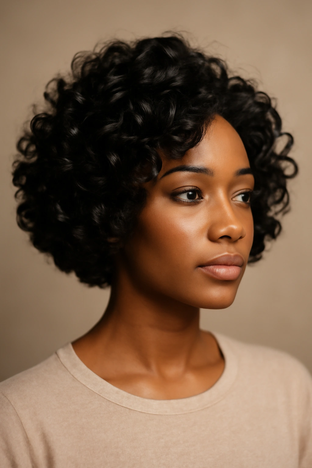 10 Stunning Wedding Guest Hairstyles for Black Women 10 Short voluminous curled bob with defined curls framing the face