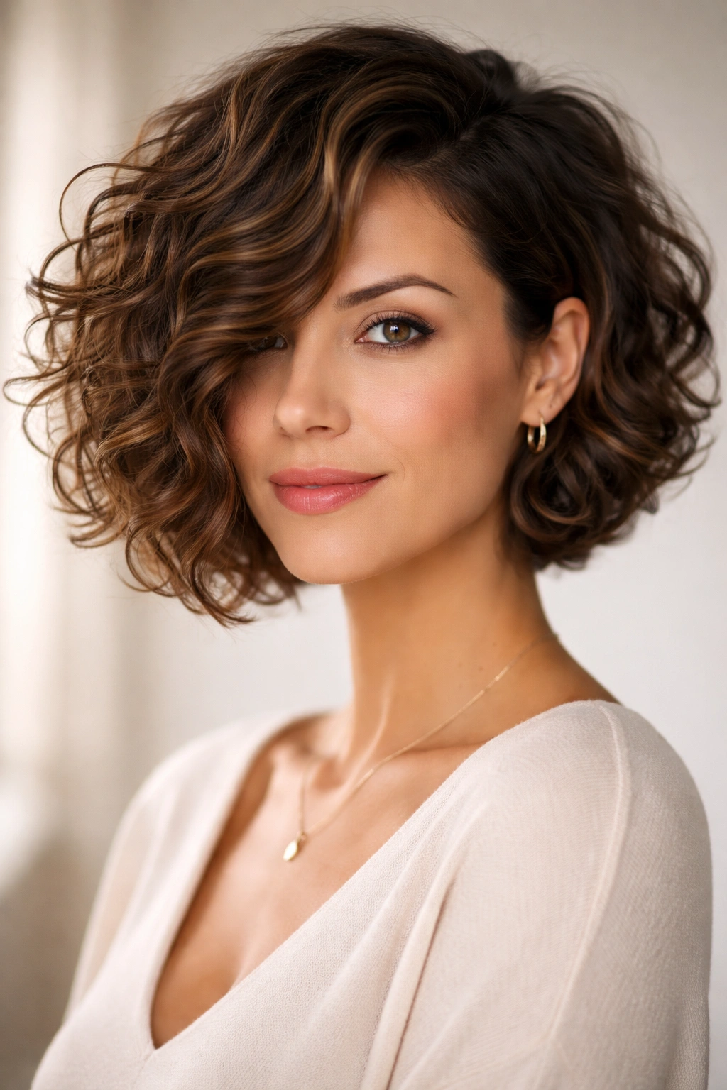 20 Short Curly Hairstyles Women Over 30 Love 15 Asymmetrical curly bob with longer side sweeping across face