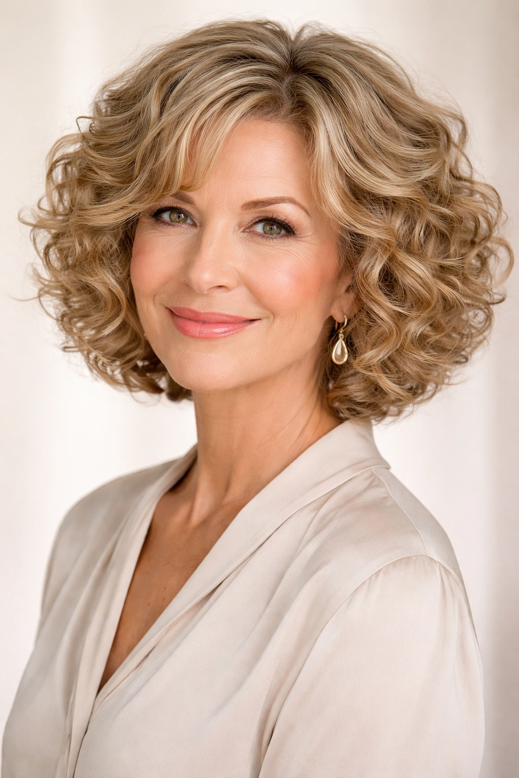 Chic curly bob with face-framing curls