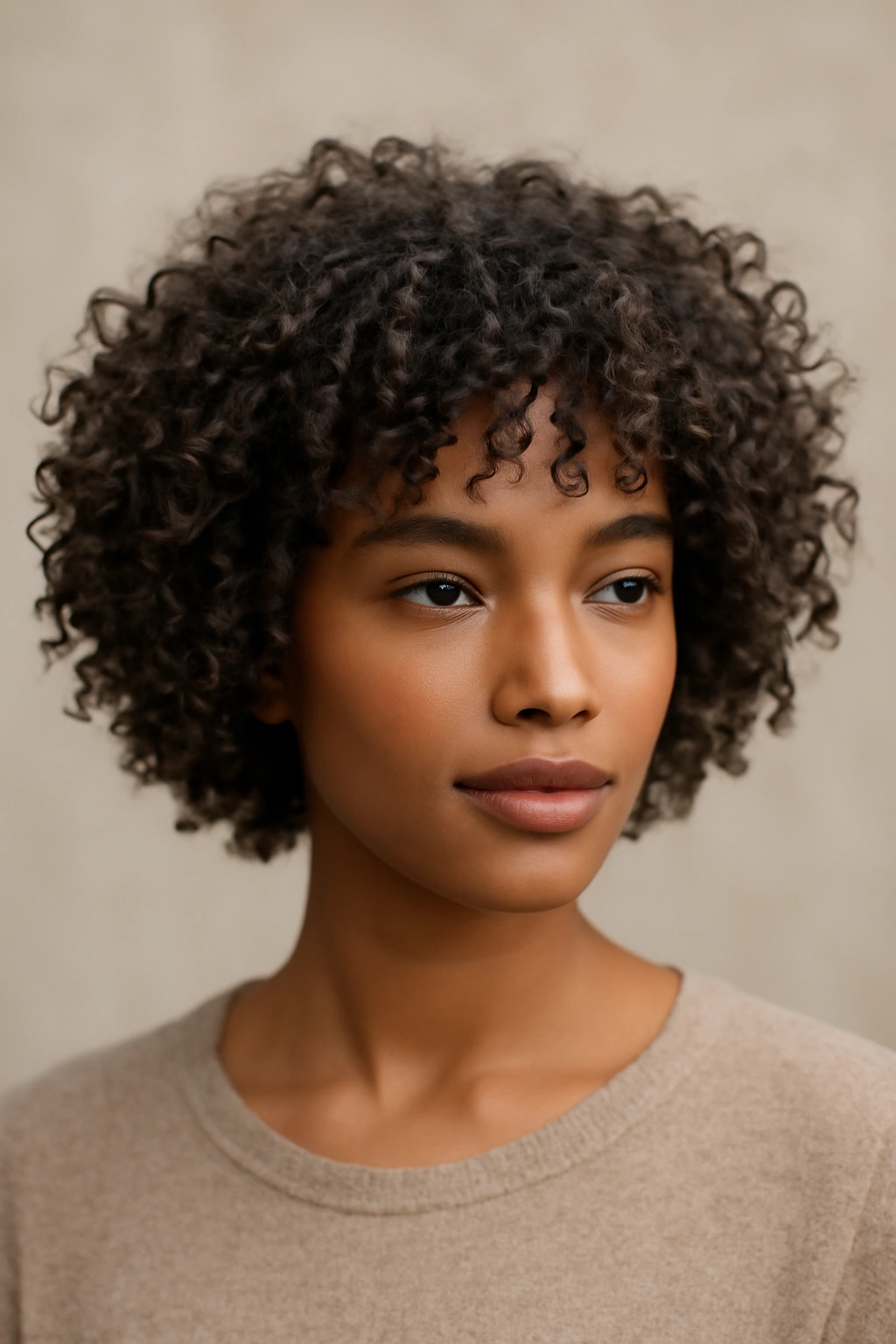 15 Wash and Wear Haircuts by Hair Texture 4 Chin-length curly bob with layered texture and defined curls
