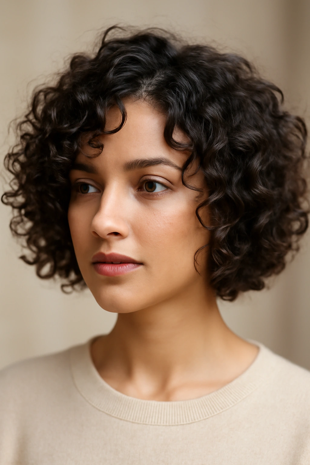 20 Short Bob Hairstyles You Can Style in Minutes 17 Close-up of a curly bob with defined, bouncy curls