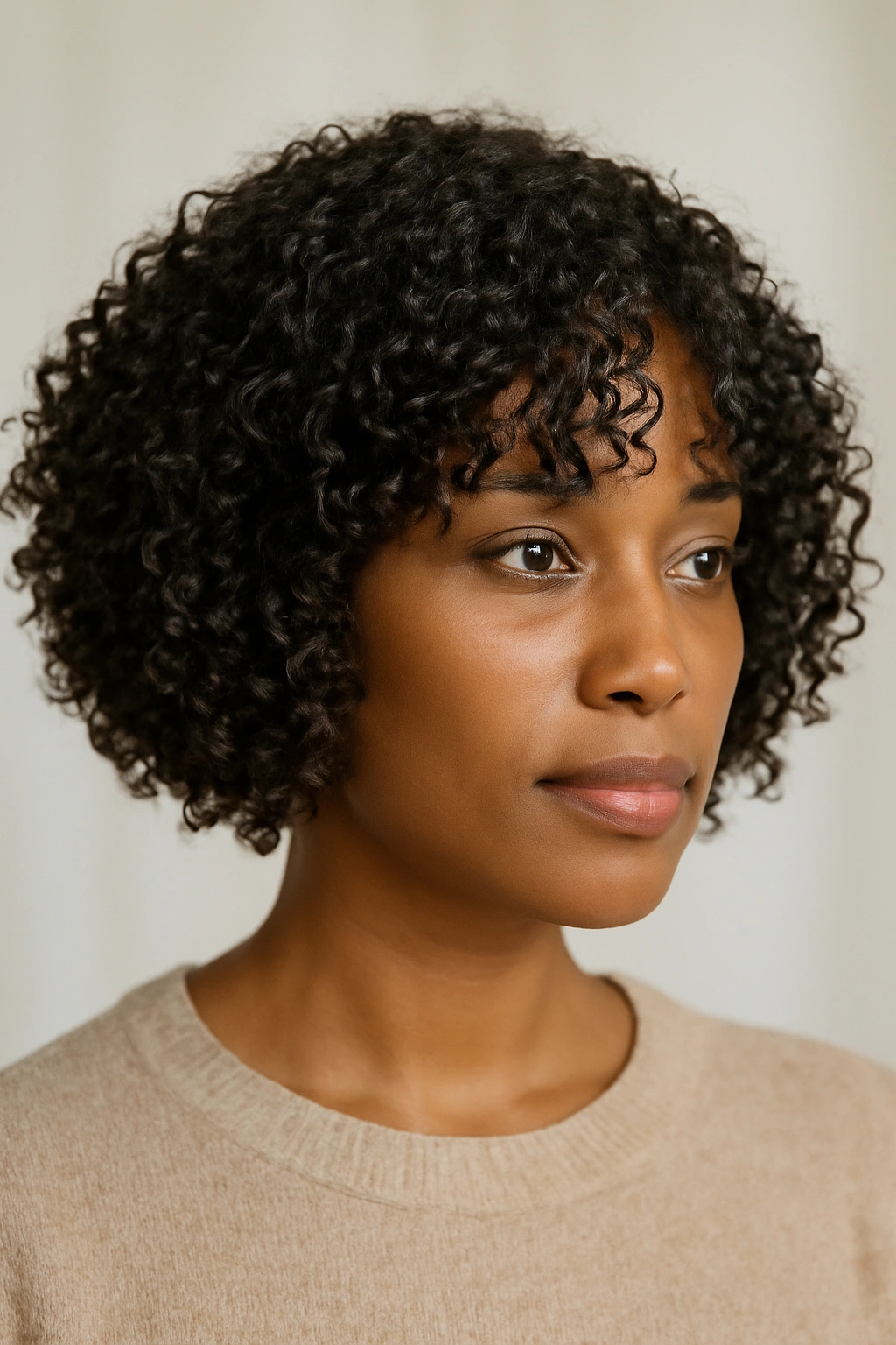 20 Bob Haircut Ideas From Short To Long Lengths 17 Close-up of a curly defined bob for coily hair showing tight curls and layering