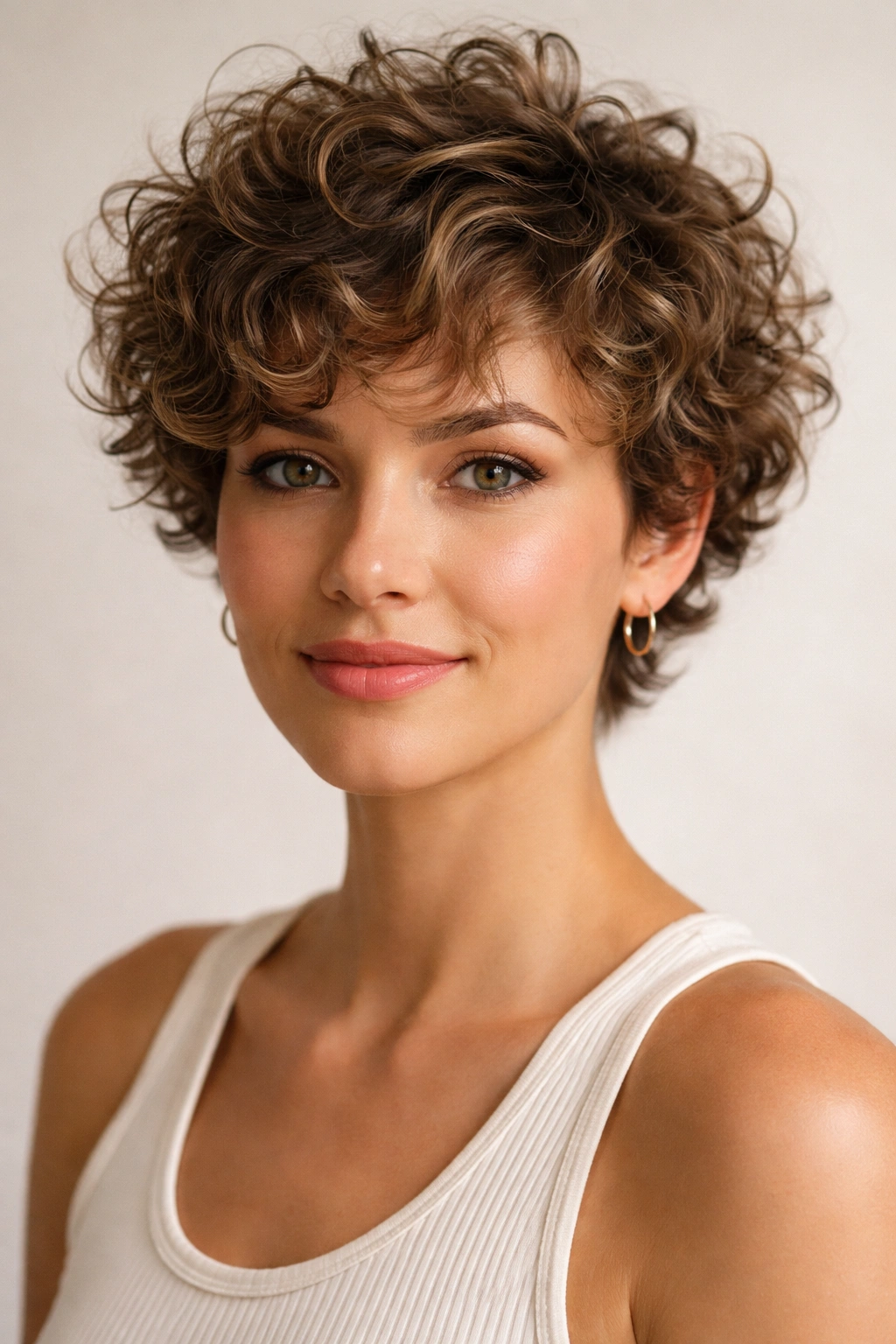 Portrait of a person with a curly crop showing defined curls