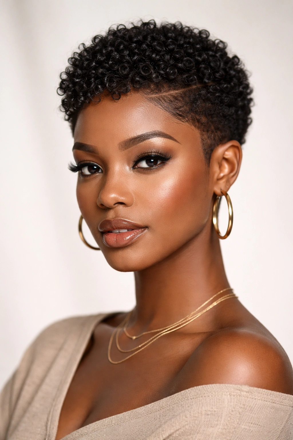 Curly crop with defined edges showing curl pattern