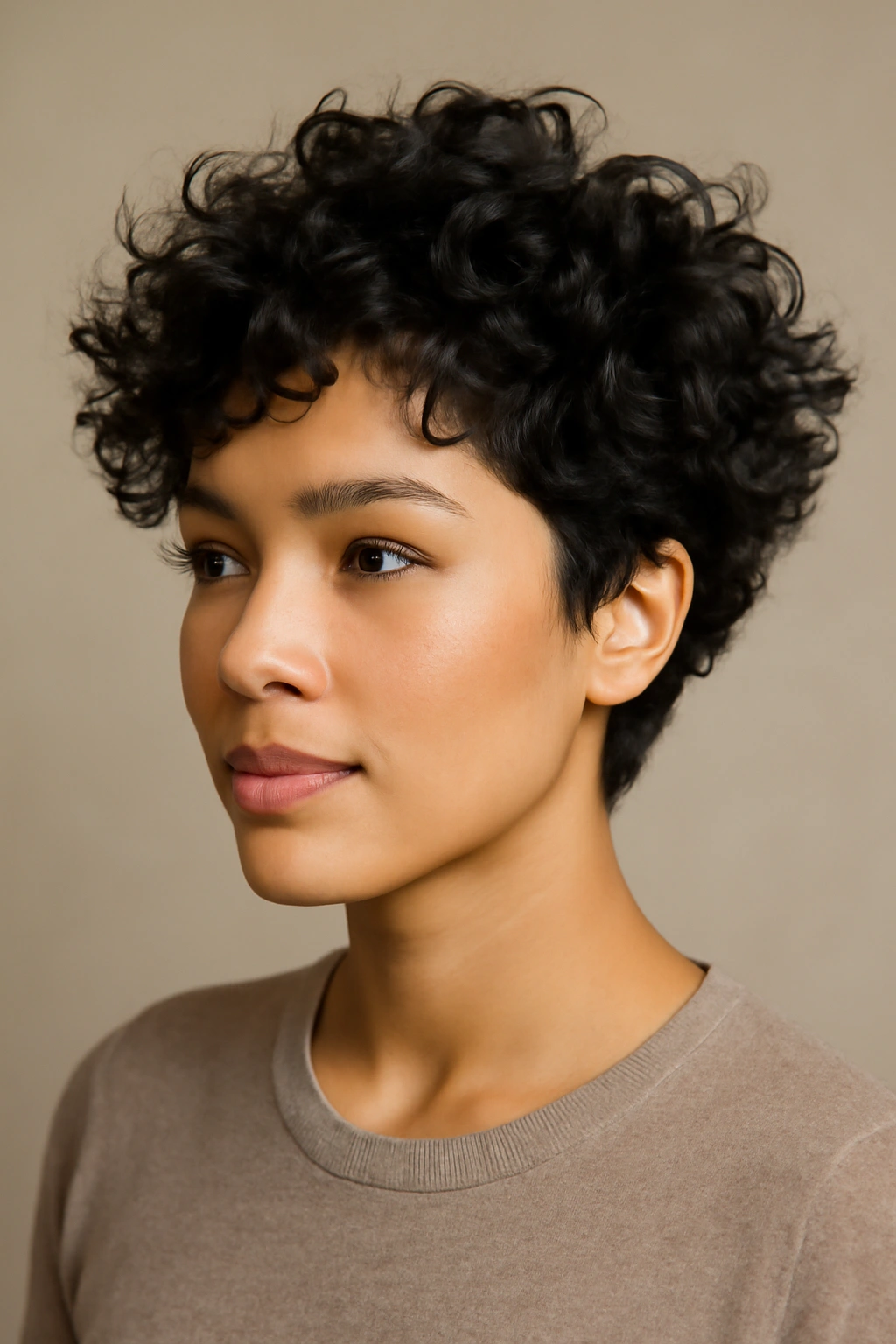 12 Short Haircuts Latina Women Are Asking For Now 5 Latina woman curly crop kick-out showing outward curls and width
