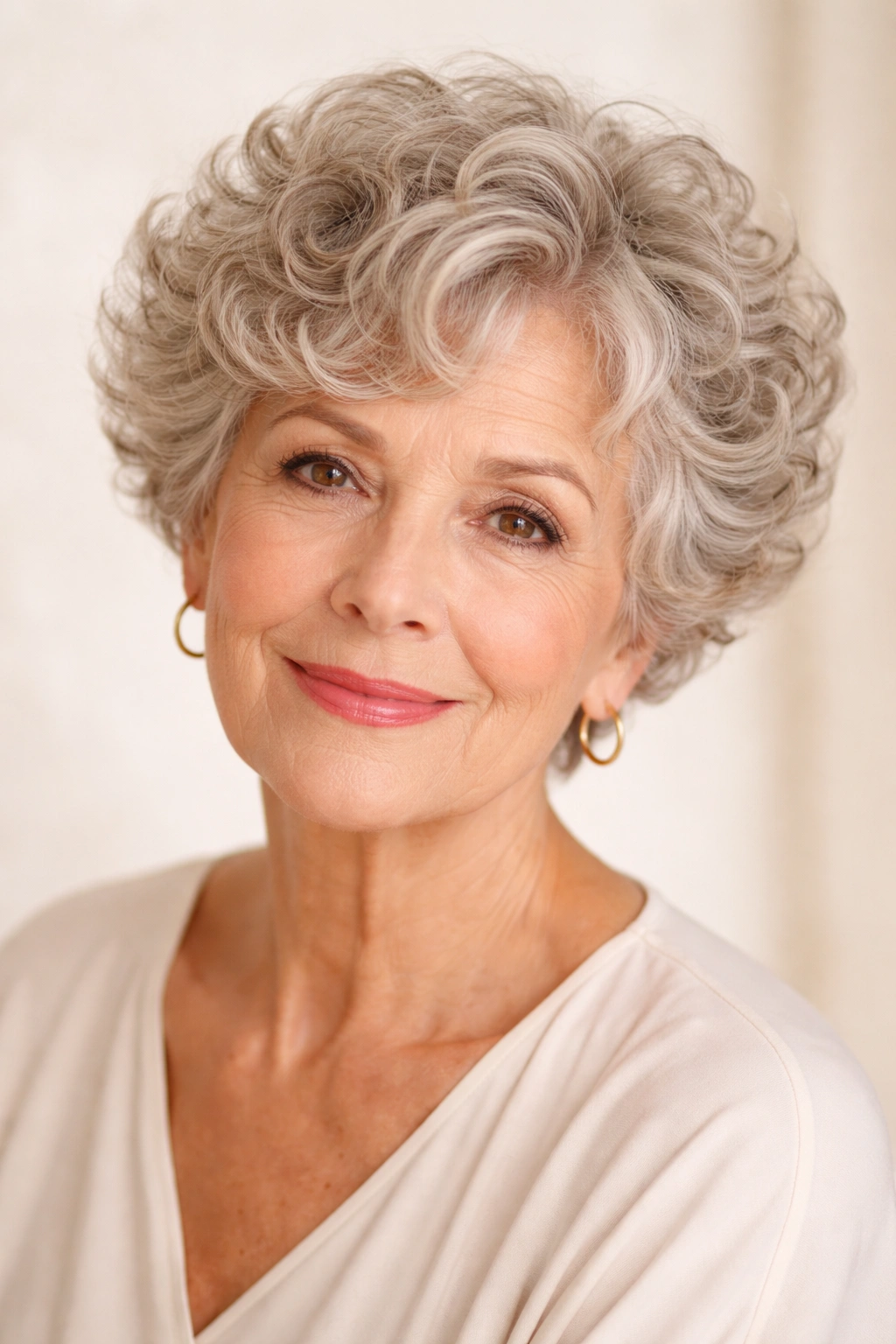 Short curly crop with defined curls and volume
