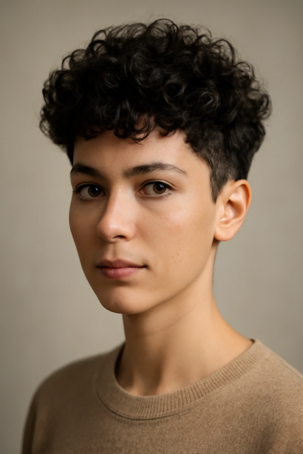 12 Short Haircuts Shaped For A Diamond Face 11 Curly crop with volume hairstyle showing defined curls at the crown